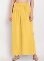 Rayon Yellow Casual Wear Plain Plazzo